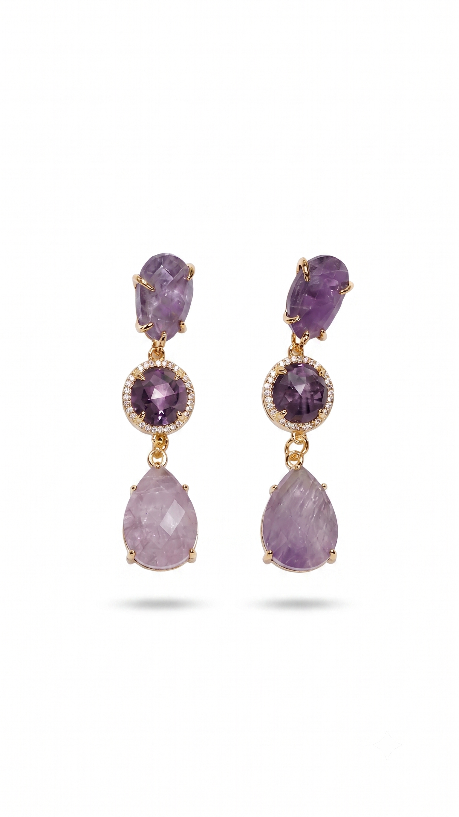 ✨ Aretes de Amatista Triple Corte